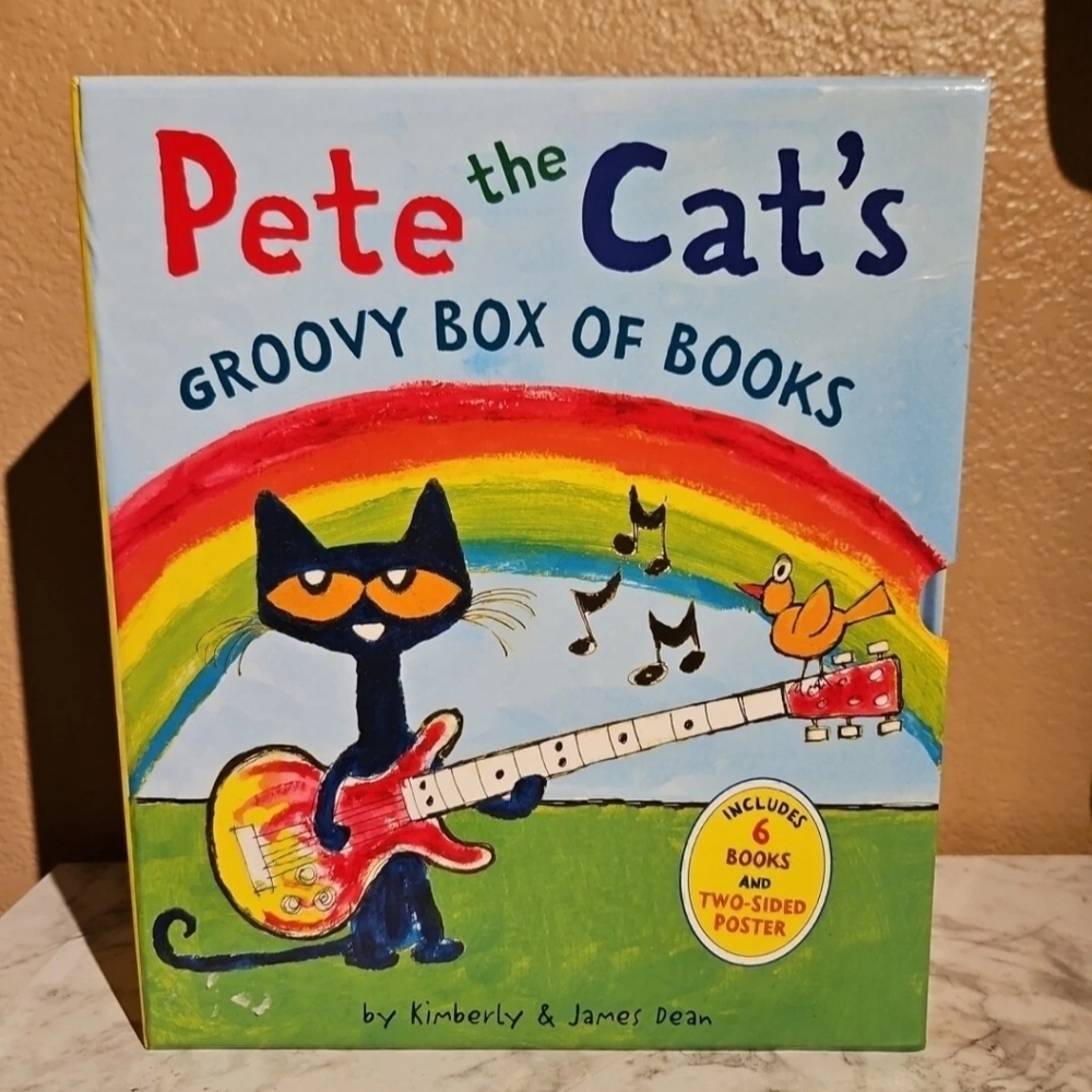 Pete The Cat's Groovy Box Of Books 6 Books And Poster Like New